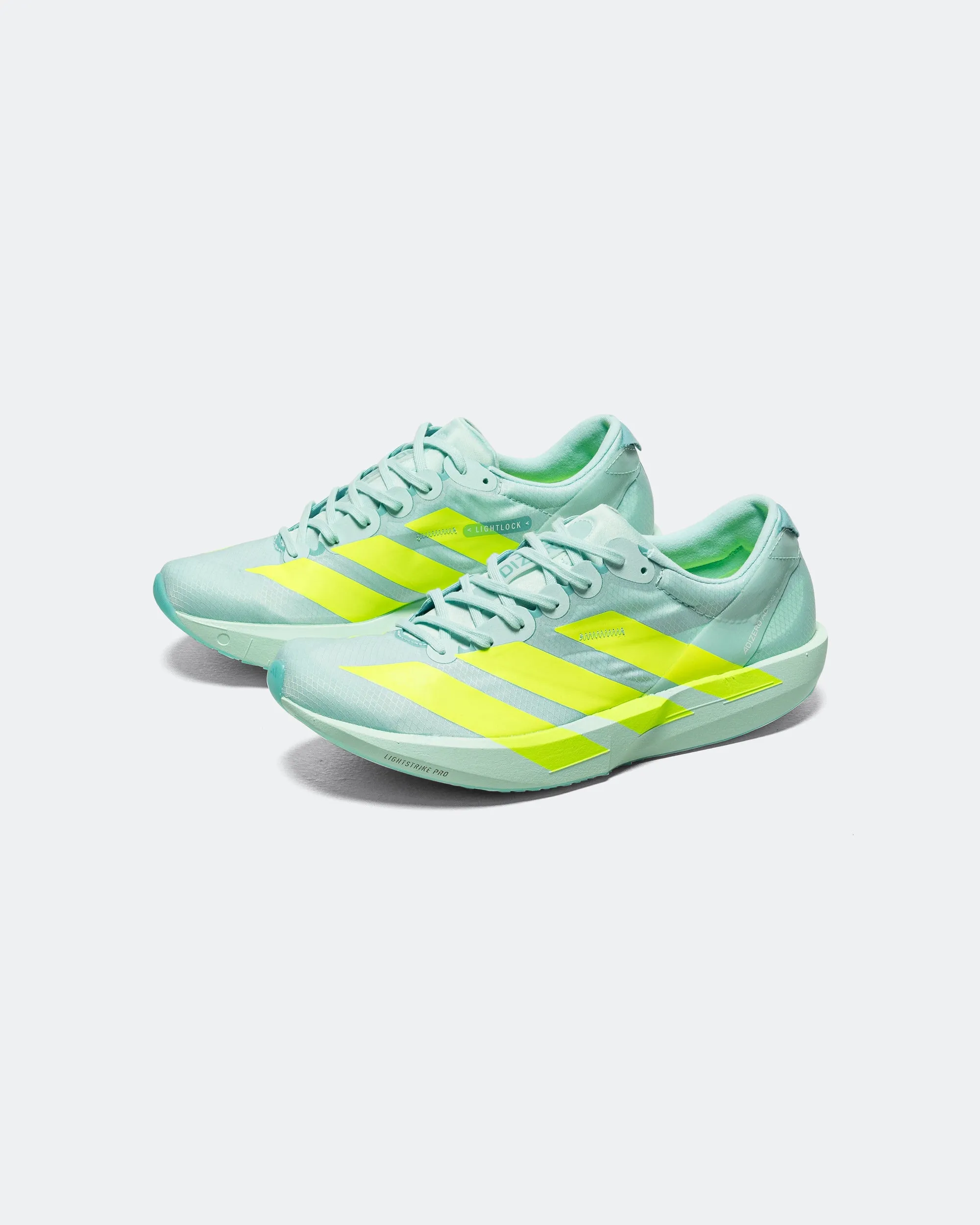 Womens Adizero Adios 9 - Semi Flash Aqua/Lucid Lemon-Mint Ton Long distance