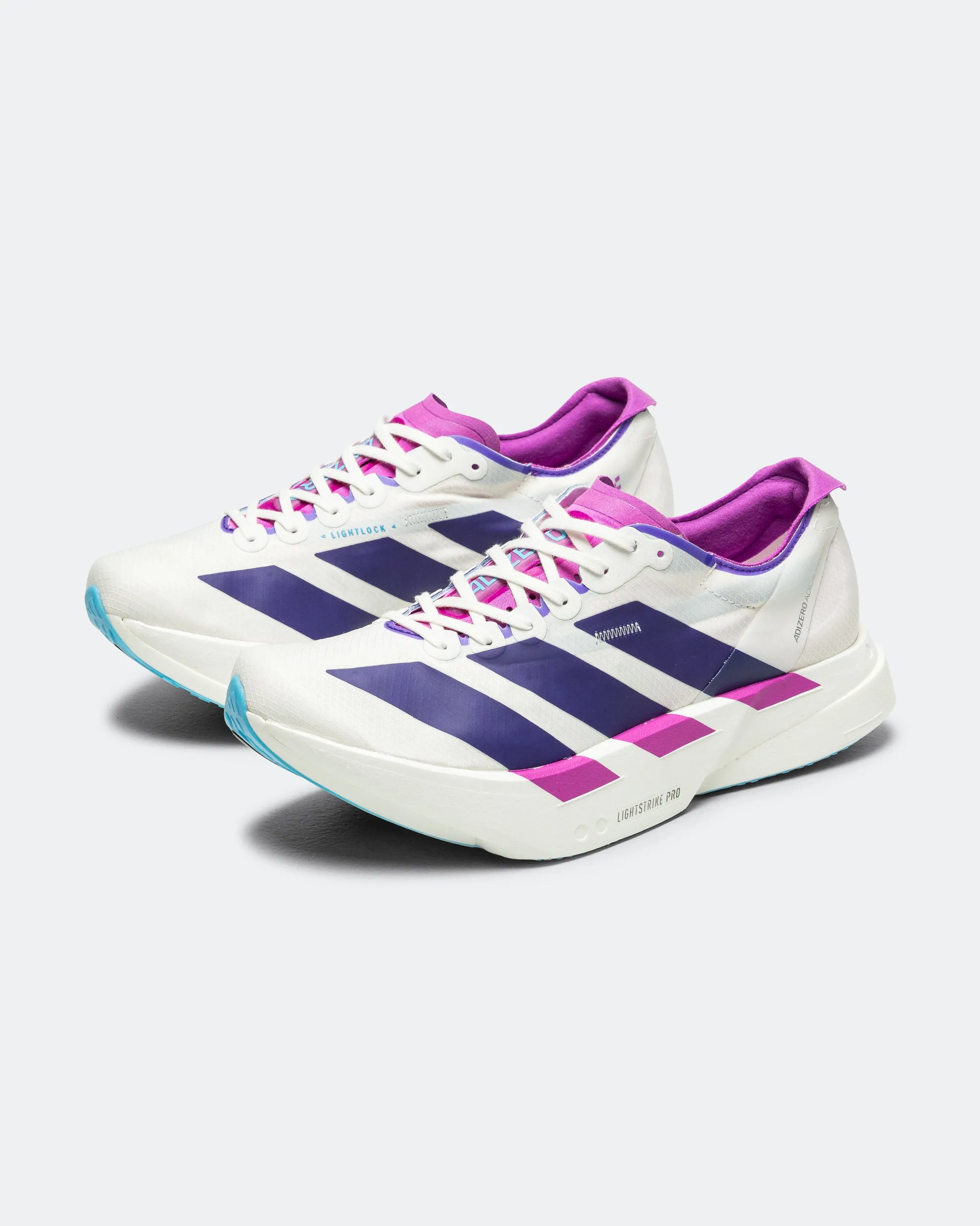 Premium Suede Material Womens Adizero Adios Pro 4 - Core White/Collegiate Purple-Semi Blue Burst