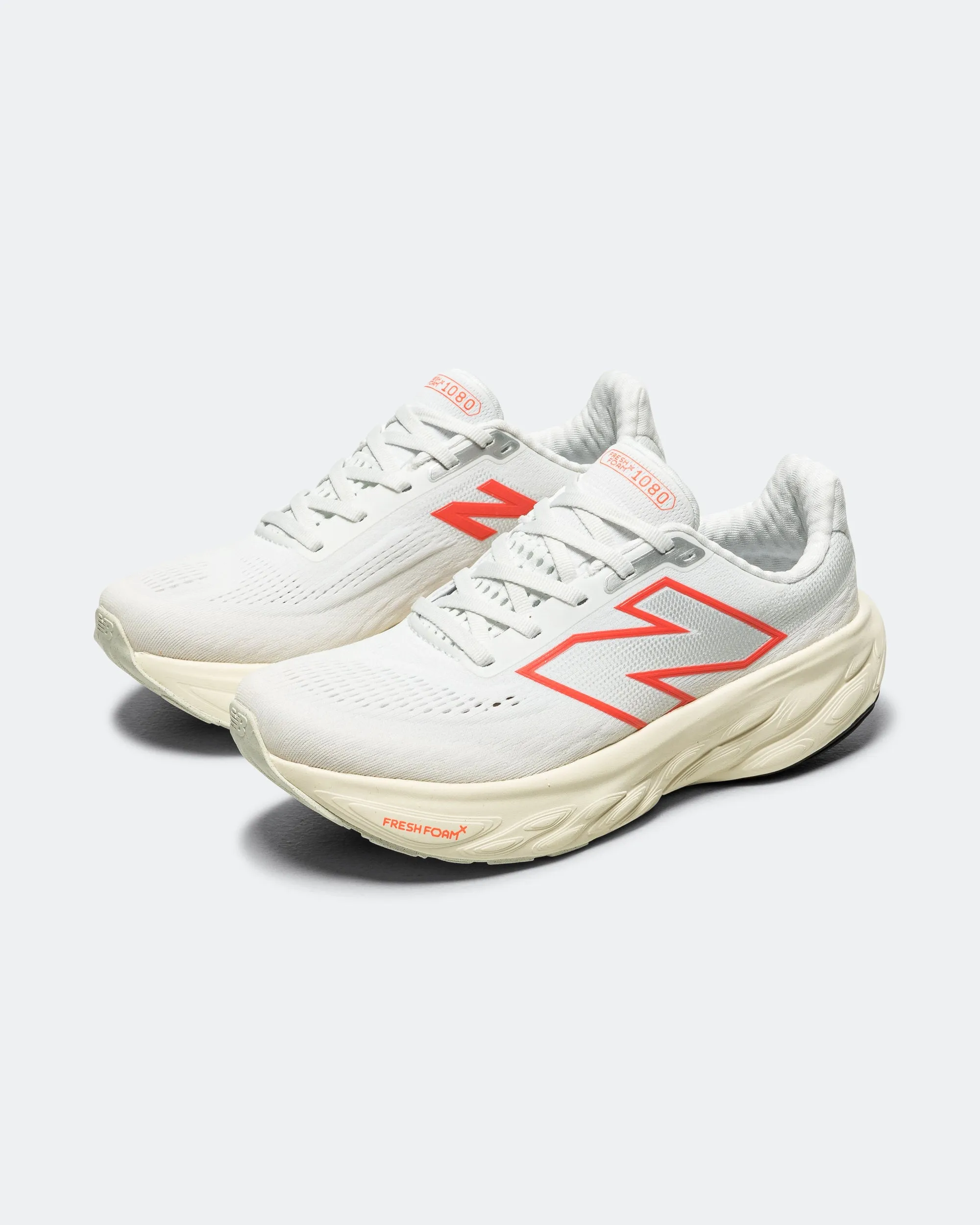 Sleek Form Toe Protection Womens Fresh Foam 1080v14 - White/Angora-Urgent Red