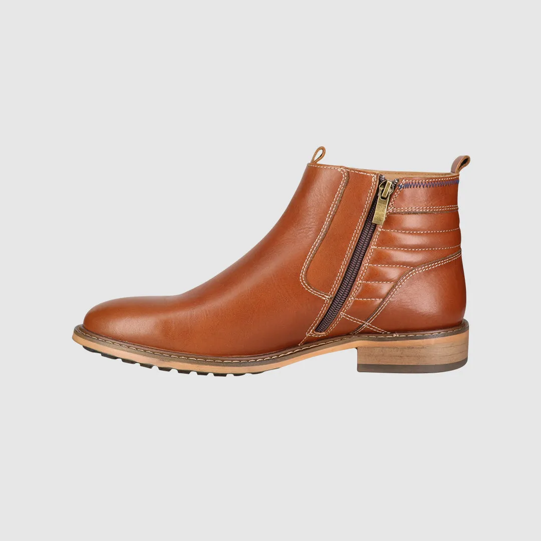 Everyday Walk Urban Bold Calvin Zip Up Boots Tan