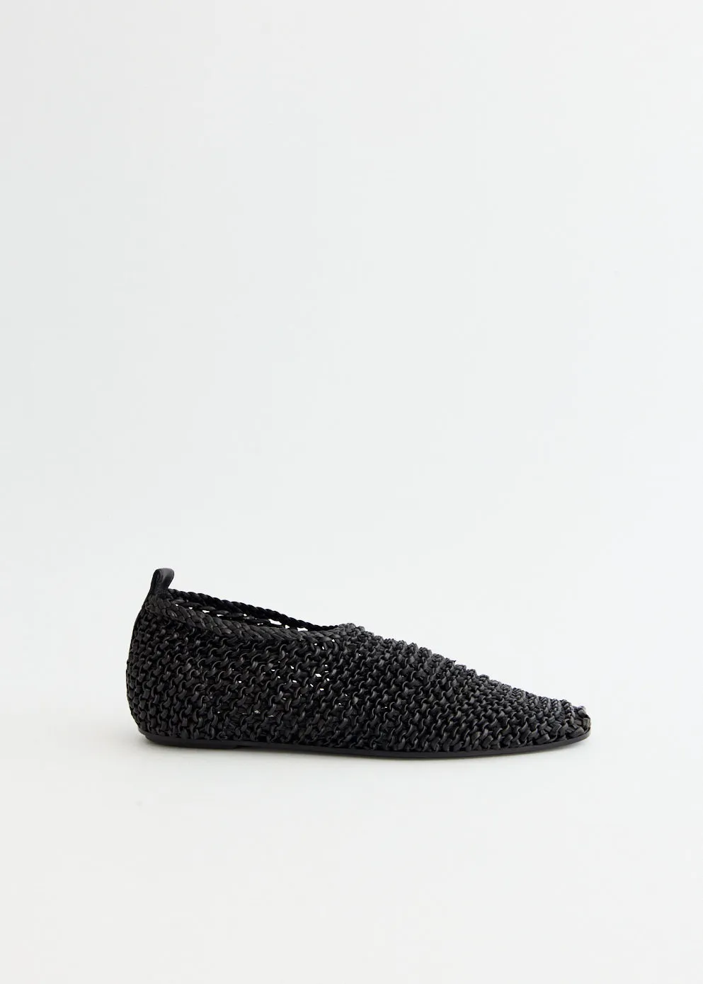 High Step Woven Leather Ballerinas